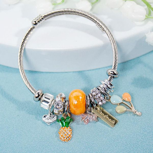 bangle pineapple stainless steel silver color love metal bracelet for women fashion crystal letter balloon jewelry accessory, Black
bangle pineapple stainless steel silver color love metal bracelet for women fashion crystal letter balloon jewelry accessory, Black
