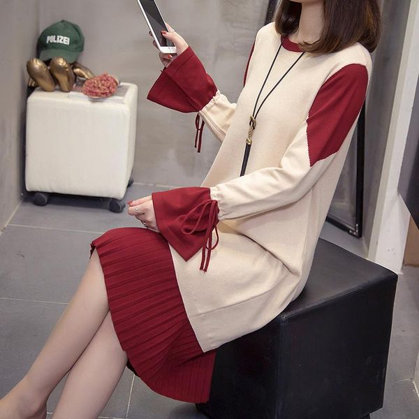 casual dresses 2021 large size women's autumn dress sweater stitching bell sleeve bottoming h00290, Black;gray
casual dresses 2021 large size women's autumn dress sweater stitching bell sleeve bottoming h00290, Black;gray