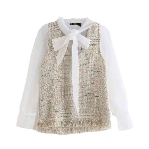women's knits & tees elegant women organza and woolen patchwork shirts fashion ladies bow collar sweet female chic tassel loo, White
women's knits & tees elegant women organza and woolen patchwork shirts fashion ladies bow collar sweet female chic tassel loo, White