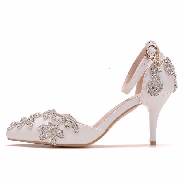 sandals wedding shoes bride 7cm heels crystal white pumps christmas day evening party luxury sandals heel plus size 43, Black
sandals wedding shoes bride 7cm heels crystal white pumps christmas day evening party luxury sandals heel plus size 43, Black