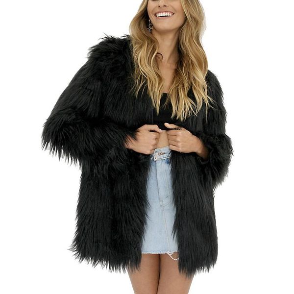 women's fur & faux womens plus size loose elegant coats jackets fluffy warm female england winter thicken outerwear, Black
women's fur & faux womens plus size loose elegant coats jackets fluffy warm female england winter thicken outerwear, Black