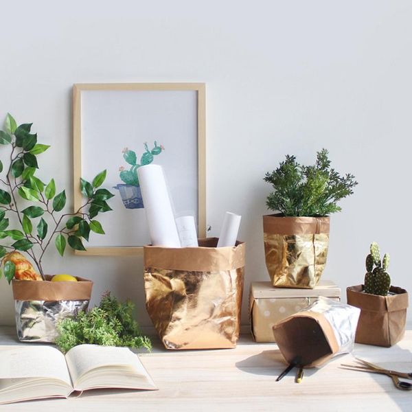 storage bags washable kraft paper flower pot coats office creative deskplant bag cosmetic home decoration accessories #j20 
storage bags washable kraft paper flower pot coats office creative deskplant bag cosmetic home decoration accessories #j20