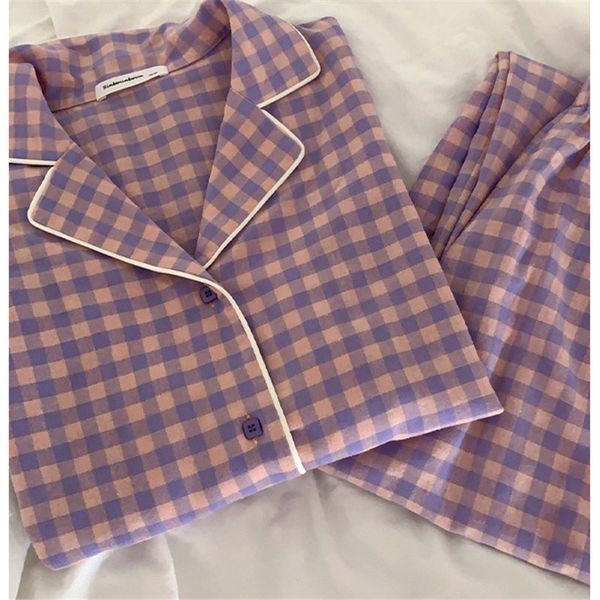 2021caiyier korean purple grid girls pajamas set cute winter long sleeve leisure sleepwear for women loose nightwear homewear suit, Black;red
2021caiyier korean purple grid girls pajamas set cute winter long sleeve leisure sleepwear for women loose nightwear homewear suit, Black;red