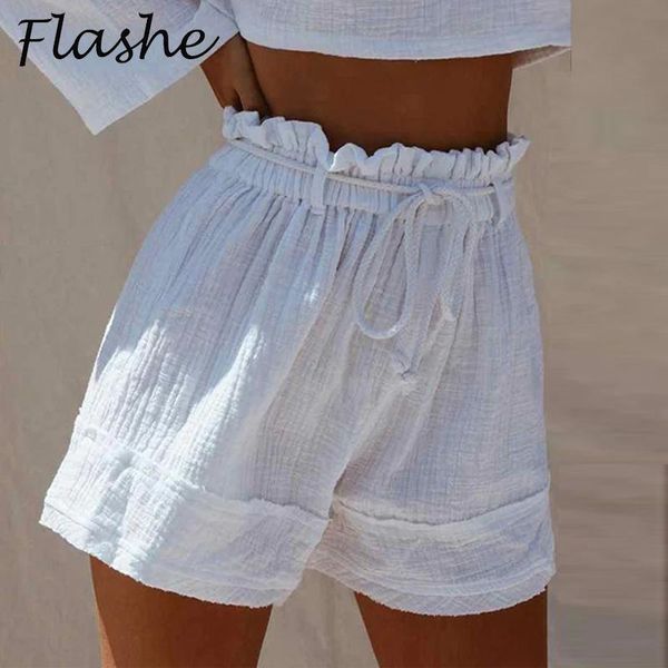 women's shorts summer women casual drawstring running sports solid high waist fashion female loose 2021, White;black
women's shorts summer women casual drawstring running sports solid high waist fashion female loose 2021, White;black