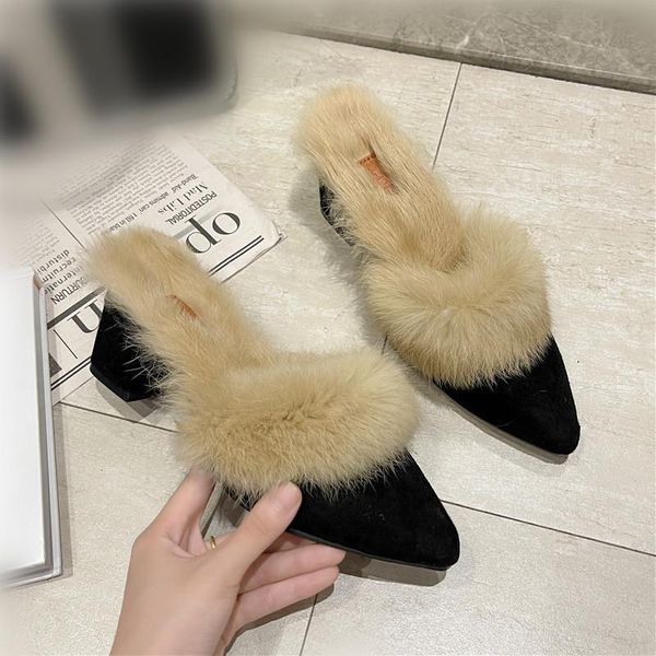 slippers shoes women ladies' luxury slides flock heeled mules low pointed toe pantofle soft designer high 2021 fabric rome rubb, Black
slippers shoes women ladies' luxury slides flock heeled mules low pointed toe pantofle soft designer high 2021 fabric rome rubb, Black