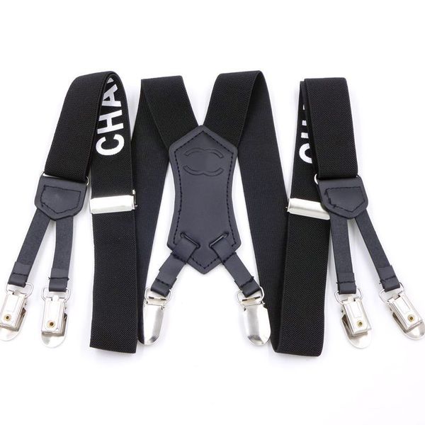 designer fashion suspenders for man and women 3.0*115cm six clip, Black;white