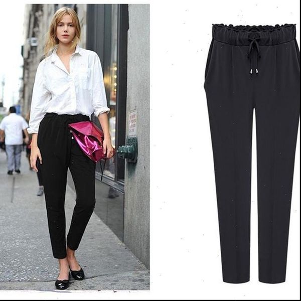 women pant fashion chiffon pants candy casual harem elastic waist plus size trousers pantalones 6xl, Black;white
women pant fashion chiffon pants candy casual harem elastic waist plus size trousers pantalones 6xl, Black;white
