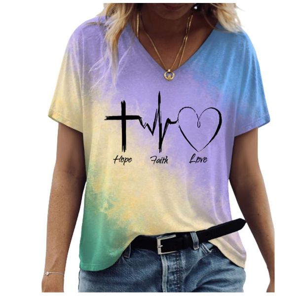 women's t-shirt gradient electrocardiogram print t shirt short sleeve women plus size casual fashion v-neck ladies summer 2021, White
women's t-shirt gradient electrocardiogram print t shirt short sleeve women plus size casual fashion v-neck ladies summer 2021, White