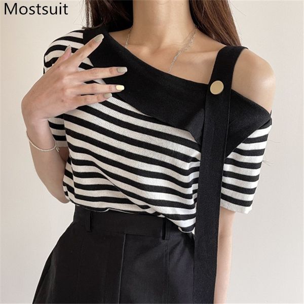 summer striped knitted knitwear pullover women short sleeve one-shoulder sweater korean stylish ladies jumpers 210514, White;black
summer striped knitted knitwear pullover women short sleeve one-shoulder sweater korean stylish ladies jumpers 210514, White;black