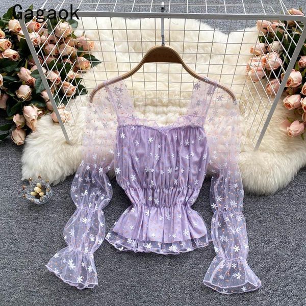women's blouses & shirts gagaok blouse women 2021 summer square collar sweet floral mesh slim korean fashion chic wild chiffon, White
women's blouses & shirts gagaok blouse women 2021 summer square collar sweet floral mesh slim korean fashion chic wild chiffon, White