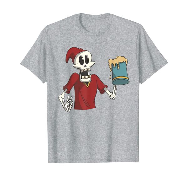 skeleton drinking beer t-shirt, White;black