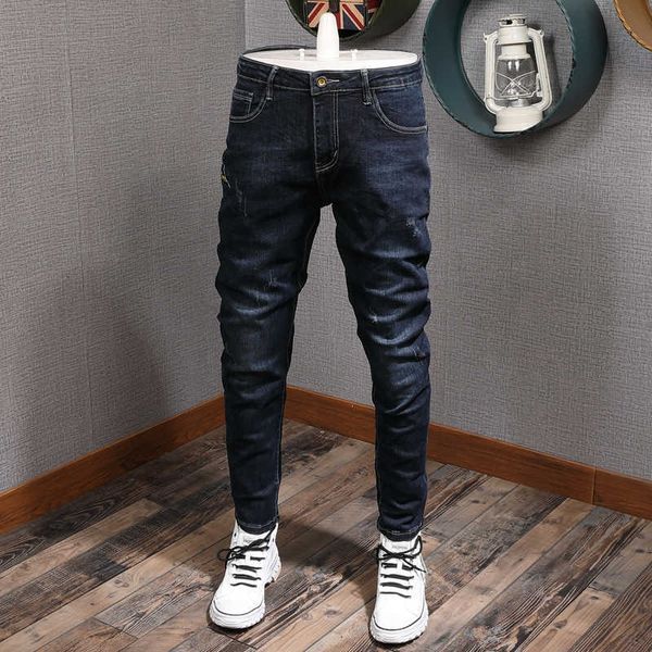 korean style fashion men jeans retro black blue elastic slim fit casual denim pencil pants vintage designer simple long trousers
korean style fashion men jeans retro black blue elastic slim fit casual denim pencil pants vintage designer simple long trousers