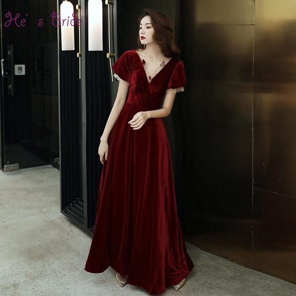 party dresses he's bride velour evening dress red long a-line v-neck formal prom gown simple elegant banquets vestido de noche con cris, White;black
party dresses he's bride velour evening dress red long a-line v-neck formal prom gown simple elegant banquets vestido de noche con cris, White;black