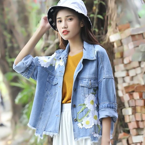 women's jackets short embroidery denim jeans coat women spring autumn casual loose jacket woman korean fashion outwear, Black;brown
women's jackets short embroidery denim jeans coat women spring autumn casual loose jacket woman korean fashion outwear, Black;brown
