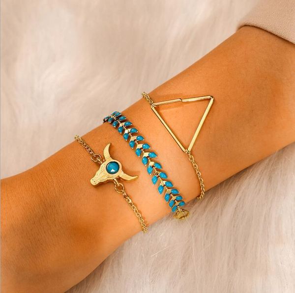 link, chain 3pcs set trendy personality wheat triangle joker multielement bracelet adjustable opening bangle bijoux jewelry gift b3163, Black
link, chain 3pcs set trendy personality wheat triangle joker multielement bracelet adjustable opening bangle bijoux jewelry gift b3163, Black