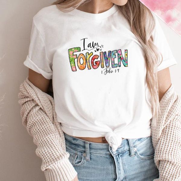 women's t-shirt i am forgiven john 1:9 women t shirts cotton religious tee shirt christian t-shirts bible motivational faithful clothi, White
women's t-shirt i am forgiven john 1:9 women t shirts cotton religious tee shirt christian t-shirts bible motivational faithful clothi, White