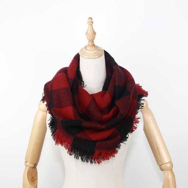 

scarves fashion plaid winter scarf wraps neck circle ring kintted warm men women infinity lady thick soft tartan pashmina scarfs, Blue;gray