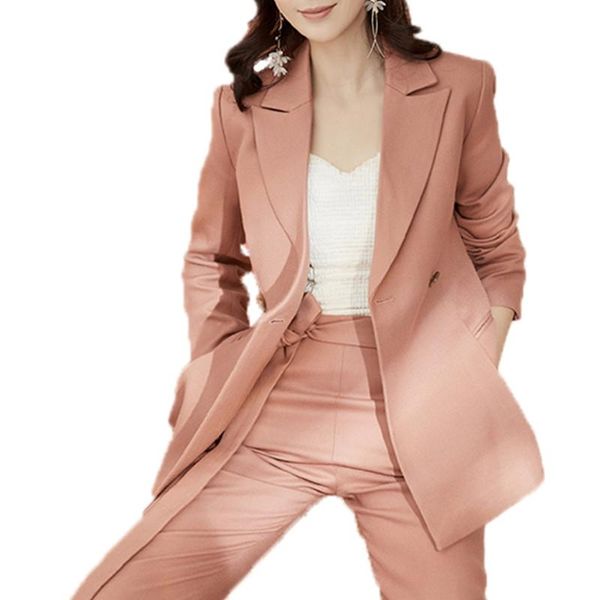 women's two piece pants office professional suit feminine 2021 ladies double breasted blazer clothing two-piece, White
women's two piece pants office professional suit feminine 2021 ladies double breasted blazer clothing two-piece, White