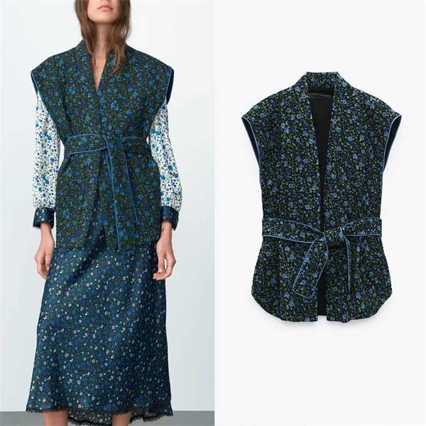 za est autumn print parkas vest with belt floral down cotton waistcoat women sleeveless winter jacket outwear 211011, Black
za est autumn print parkas vest with belt floral down cotton waistcoat women sleeveless winter jacket outwear 211011, Black