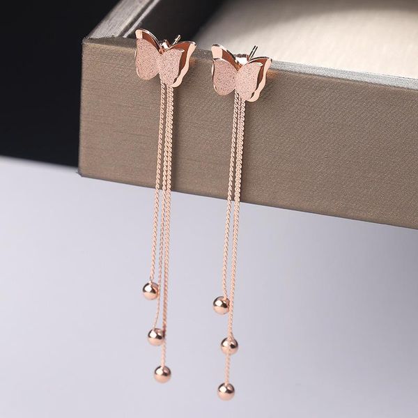 stud frosted butterfly tassel bead earrings sensual lady exquisite titanium steel rose gold, Golden;silver
stud frosted butterfly tassel bead earrings sensual lady exquisite titanium steel rose gold, Golden;silver