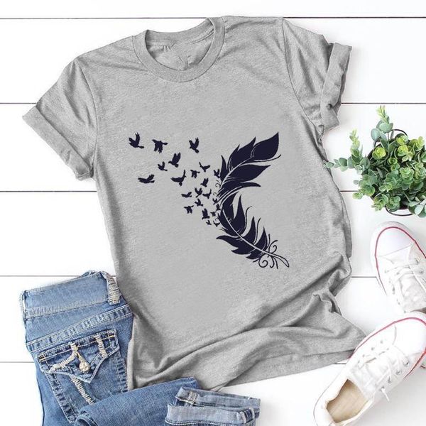 women's t-shirt 2021 summer fashion feather birds casual women short sleeve graphic harajuku tshirt aestheticart y2k tees, White
women's t-shirt 2021 summer fashion feather birds casual women short sleeve graphic harajuku tshirt aestheticart y2k tees, White
