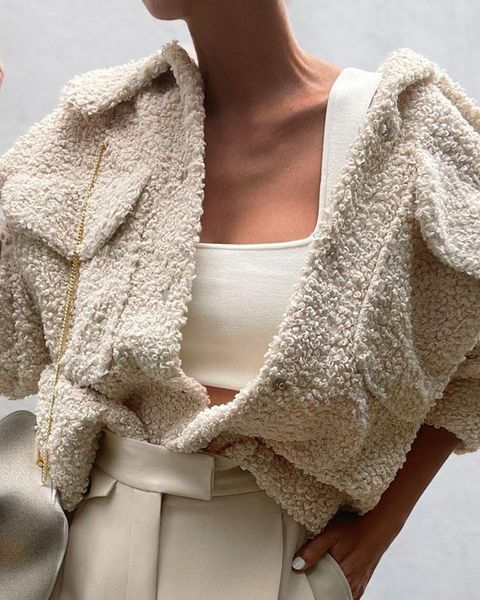 women's jackets beige plush coat women 2021 winter casual long sleeve short, Black;brown
women's jackets beige plush coat women 2021 winter casual long sleeve short, Black;brown