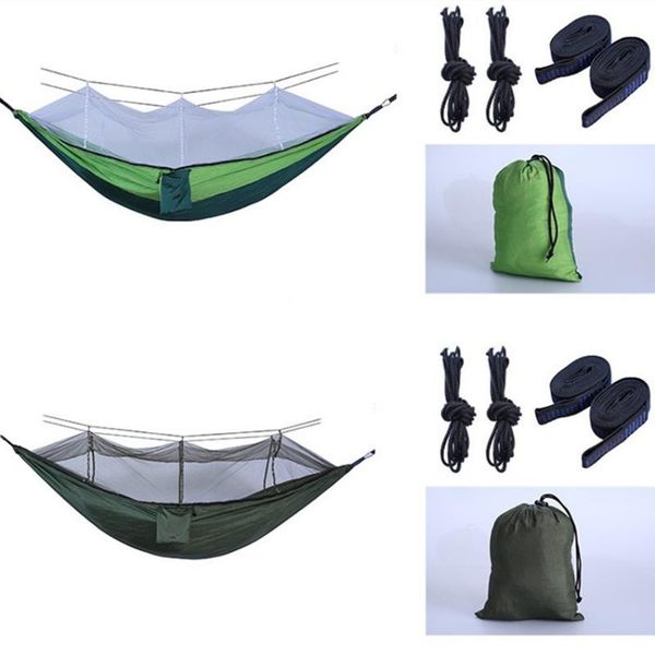 portable outdoor camping hammock with mosquito net hunting sleeping swing high strength parachute fabric hanging bed bags
portable outdoor camping hammock with mosquito net hunting sleeping swing high strength parachute fabric hanging bed bags