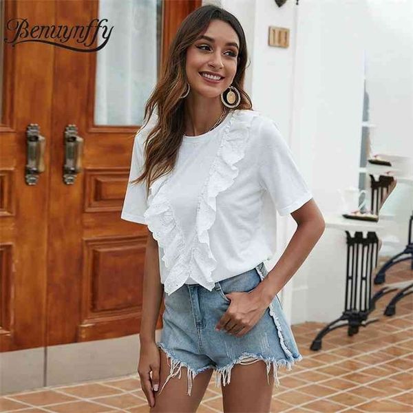 beige ruffle trim summer blouse women solid o-neck short sleeved ladies casual womens and blouses 210510, White
beige ruffle trim summer blouse women solid o-neck short sleeved ladies casual womens and blouses 210510, White