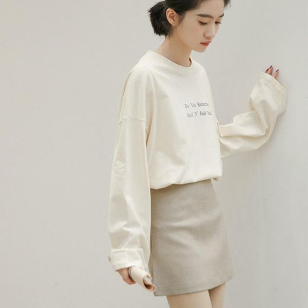 women's t-shirt t-shirts women long sleeve o-neck all-match letter korean style leisure womens clothes elegant spring students loose ch, White
women's t-shirt t-shirts women long sleeve o-neck all-match letter korean style leisure womens clothes elegant spring students loose ch, White