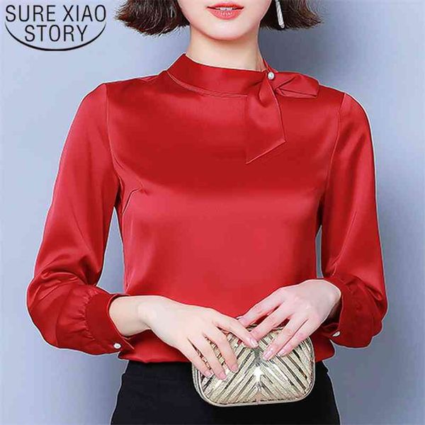 autumn fashion women blouses long sleeve bow shirts casual solid stand collar clothing 6110 50 210506, White
autumn fashion women blouses long sleeve bow shirts casual solid stand collar clothing 6110 50 210506, White