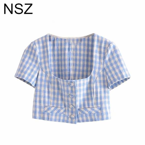 women's blouses & shirts nsz women plaid thin linen crop summer 2021 elegant chic square collar ladies fashion short blouse female shir, White
women's blouses & shirts nsz women plaid thin linen crop summer 2021 elegant chic square collar ladies fashion short blouse female shir, White