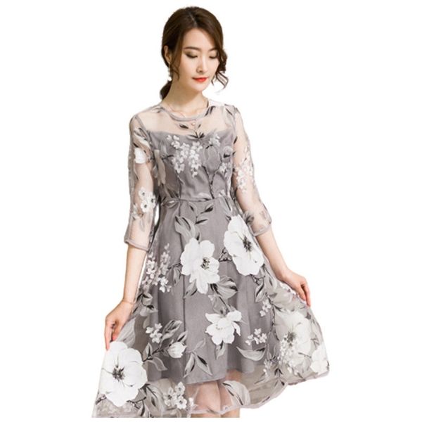 print dress for women summer elegant slim three-quarter sleeves round neck plus size organza dresses female lr1176 210531, Black;gray
print dress for women summer elegant slim three-quarter sleeves round neck plus size organza dresses female lr1176 210531, Black;gray