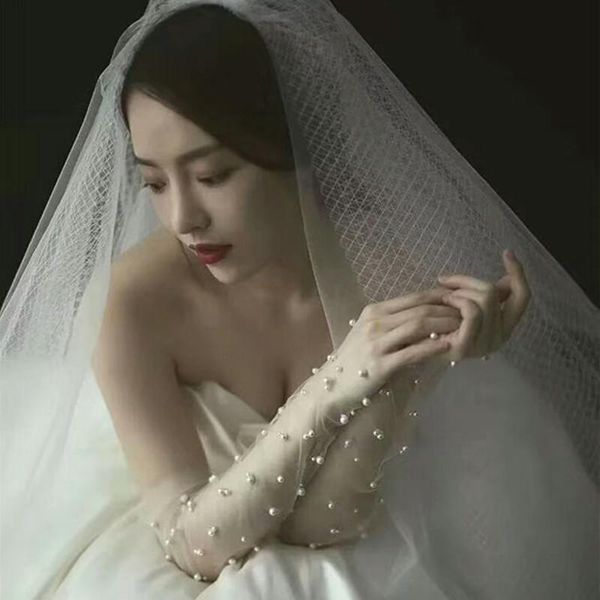 bridal gloves 2021 women opera long tulle wedding pearl glove fingerless party, White
bridal gloves 2021 women opera long tulle wedding pearl glove fingerless party, White
