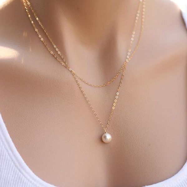 pendant necklaces sweet simple double layer pearl collarbone necklace charming women's choker chain female fashion year jewelry gifts, Silver
pendant necklaces sweet simple double layer pearl collarbone necklace charming women's choker chain female fashion year jewelry gifts, Silver