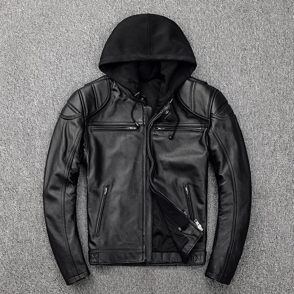 men's leather & faux plus size mens genuine biker pro motorcycle jacket protectors cowhide coat quality outwear pads, Black
men's leather & faux plus size mens genuine biker pro motorcycle jacket protectors cowhide coat quality outwear pads, Black