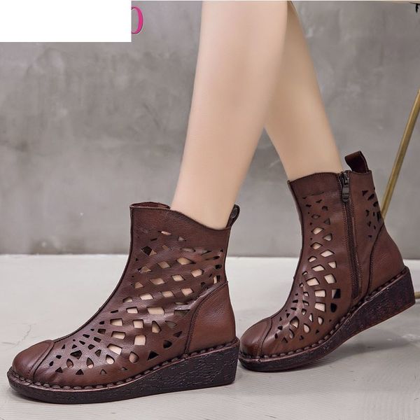 boots summer women ankle handmade genuine leather hollow out sandals wedge 's shoes soft bottom iktc, Black
boots summer women ankle handmade genuine leather hollow out sandals wedge 's shoes soft bottom iktc, Black