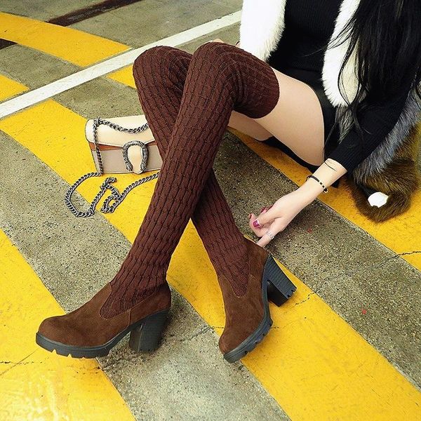 boots woman sock heels over the knee botas feminina long elastic botines autumn winter brand knitting plush, Black
boots woman sock heels over the knee botas feminina long elastic botines autumn winter brand knitting plush, Black