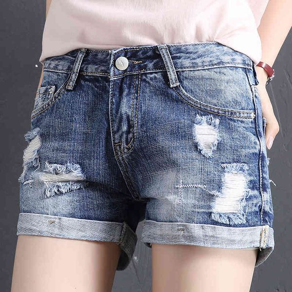 women's shorts summer korean ripped hole mid waist denim for loose plus jeans short 035y, White;black
women's shorts summer korean ripped hole mid waist denim for loose plus jeans short 035y, White;black