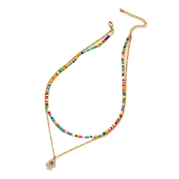 pendant necklaces ins gold chain colorful seed beads hand palm double layers choker trendy korean fashion women party jewelry, Silver
pendant necklaces ins gold chain colorful seed beads hand palm double layers choker trendy korean fashion women party jewelry, Silver