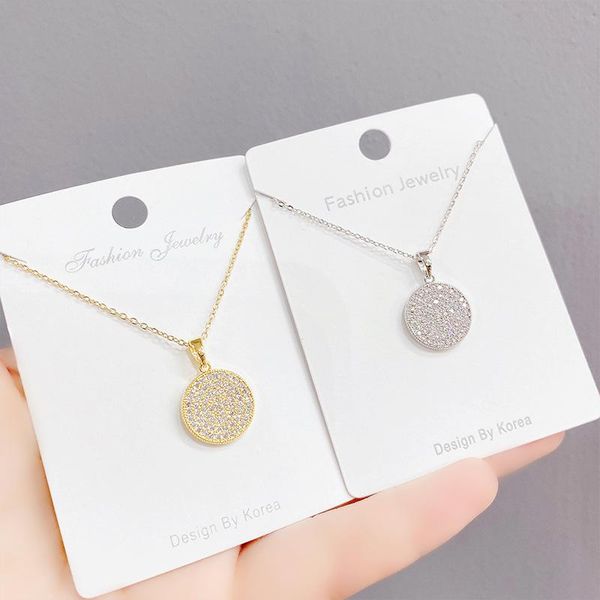 chains 14k gold plated simple round necklace shining bling zircon women clavicle chain elegant charm wedding pendant jewelry, Silver
chains 14k gold plated simple round necklace shining bling zircon women clavicle chain elegant charm wedding pendant jewelry, Silver