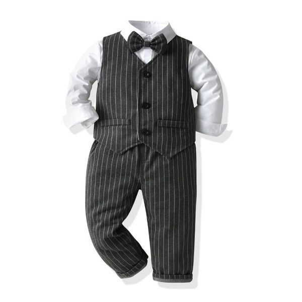 clothing sets 1-6 years toddler boys clothes formal kids set vest + solid shirt striped pants fashion baby gentleman outfits, White
clothing sets 1-6 years toddler boys clothes formal kids set vest + solid shirt striped pants fashion baby gentleman outfits, White