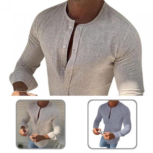 men's casual shirts long sleeve shirt round neck fabulous men slim single-breasted for daily wear, White;black
men's casual shirts long sleeve shirt round neck fabulous men slim single-breasted for daily wear, White;black