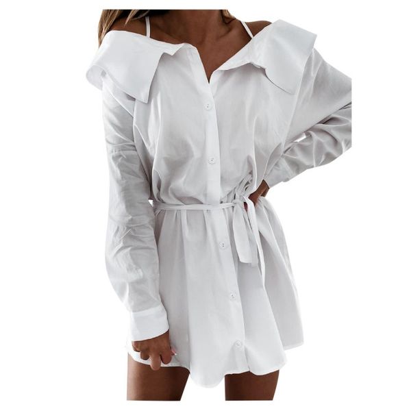 casual dresses long sleeve white shirt dress autumn slash neck mini women chic button office lady cotton vestidos, Black;gray
casual dresses long sleeve white shirt dress autumn slash neck mini women chic button office lady cotton vestidos, Black;gray