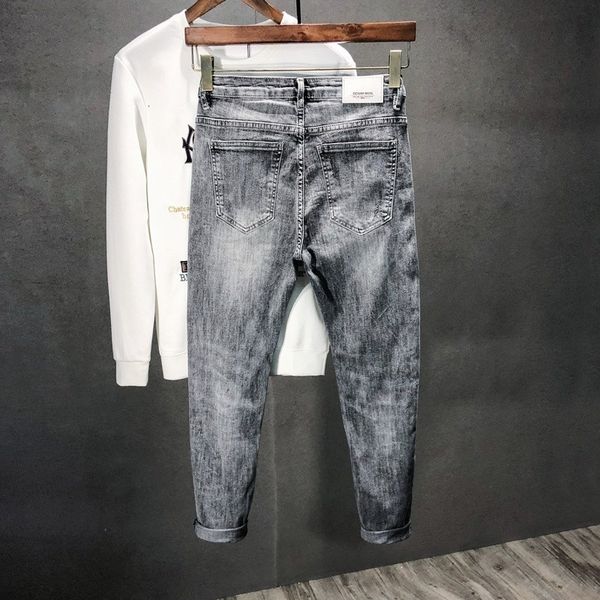 men's jeans fine male adjustment denim pencil pants, torn hole jeans, spring fashion, ankle length jean streetwear cowboy 38. xa02, Blue 
men's jeans fine male adjustment denim pencil pants, torn hole jeans, spring fashion, ankle length jean streetwear cowboy 38. xa02, Blue