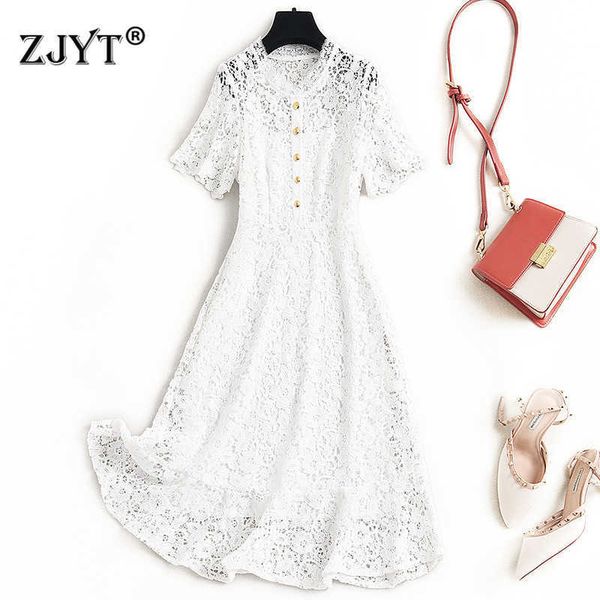 summer fashion women runway designers short sleeve hollow out white lace party dresses 210601, Black;gray
summer fashion women runway designers short sleeve hollow out white lace party dresses 210601, Black;gray