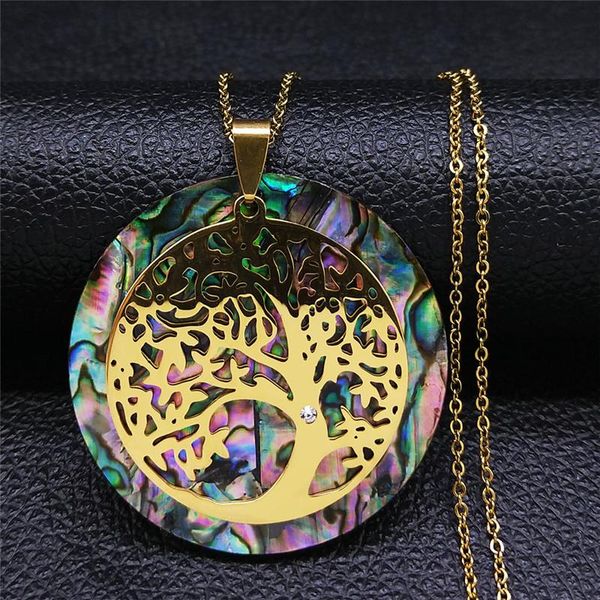 pendant necklaces 2021 tree of life abalone crystal stainless steel chokers necklace gold color big jewelry chaine collier nxs04, Silver
pendant necklaces 2021 tree of life abalone crystal stainless steel chokers necklace gold color big jewelry chaine collier nxs04, Silver