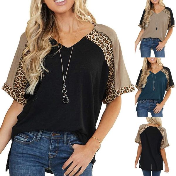 women's blouses & shirts 2021 summer leisure v-neck leopard print color matching short-sleeved pullover bottoming shirshirt, White
women's blouses & shirts 2021 summer leisure v-neck leopard print color matching short-sleeved pullover bottoming shirshirt, White