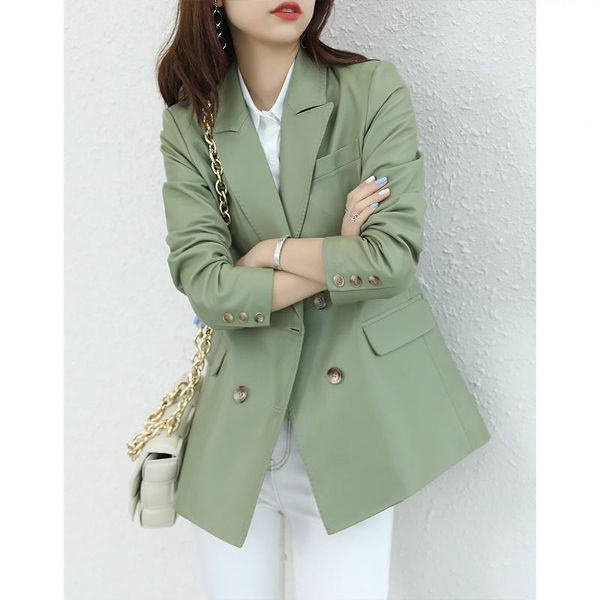 women's leather & faux shzq small windbreaker coat 2021 early spring sheepskin casual long sleeved suit, Black
women's leather & faux shzq small windbreaker coat 2021 early spring sheepskin casual long sleeved suit, Black