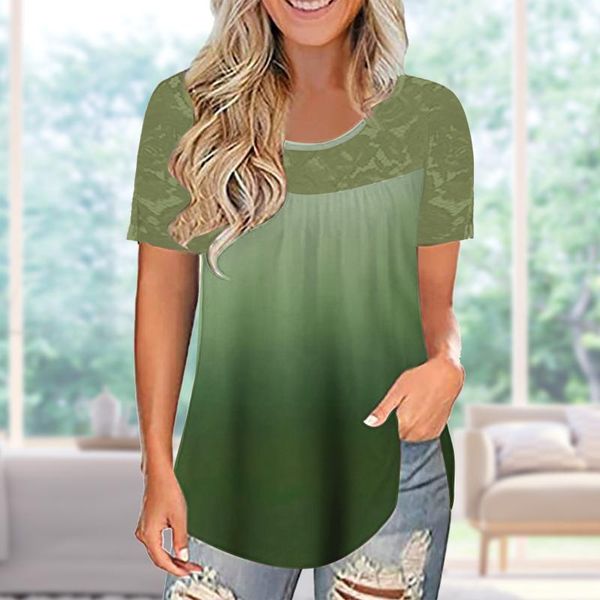women's t-shirt gradient print lace splicing short sleeve women t shirt summer casual loose tshirts fashion female plus size graphic te, White
women's t-shirt gradient print lace splicing short sleeve women t shirt summer casual loose tshirts fashion female plus size graphic te, White
