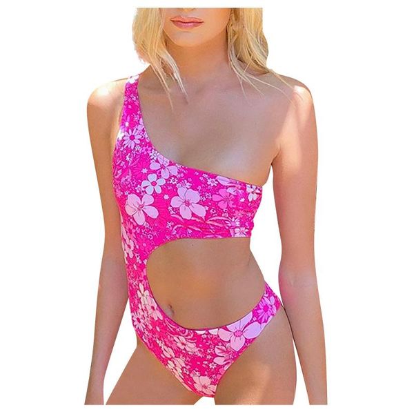 women's swimwear 2021 printed sports tube push-up bikini floral print one-shoulder strap slim one-piece swimsuit, White;black
women's swimwear 2021 printed sports tube push-up bikini floral print one-shoulder strap slim one-piece swimsuit, White;black